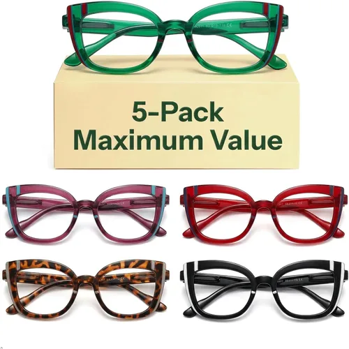 Vista 13 de Eyekepper Reading Glasses Women, Readers for Women, Stylish Cat Eye Design Paquete de 5 unidades.