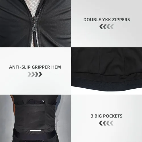 Vista 5 de YKYWBIKE Chaleco de ciclismo de invierno resistente al viento, chaleco de forro polar impermeable para bicicleta MTB chaleco sin mangas, Negro