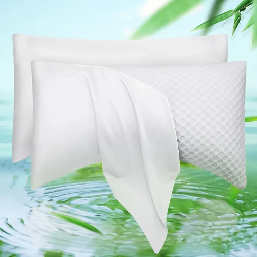 Vista 10 de Funda de almohada curvada para dormir de lado refrescante, tamaño Queen, 1 paquete de 20 x 30 pulgadas, color azul aguamarina Rayon Derived from