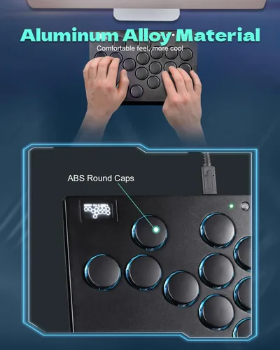 Vista 5 de JZW-Shop All Metal Arcade Stick M16, controlador de arcade con todos los botones para Switch, PC, PS4, PS3, Steam Deck, Arcade Fight Stick Joystick