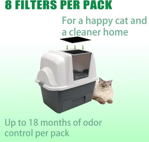 Vista 5 de Lubise 8 filtros de carbón de 0.4 pulgadas compatibles con caja de arena Van Ness para gatos, filtros de olor de repuesto de carbón activado de alta