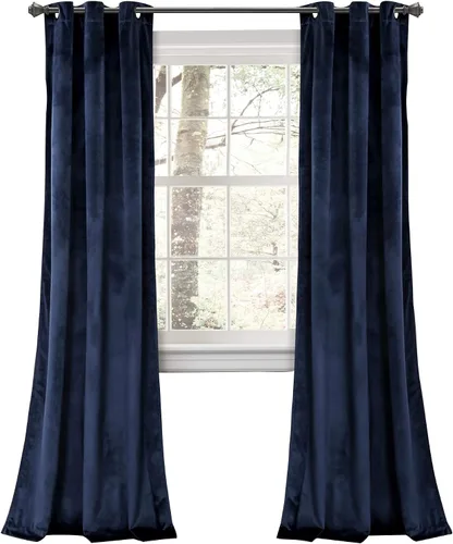 Vista 28 de Lush Decor Prima Velvet - Par de paneles de cortinas de ventana de terciopelo sólido con filtro de luz, 38" de ancho x 84" de largo, negro