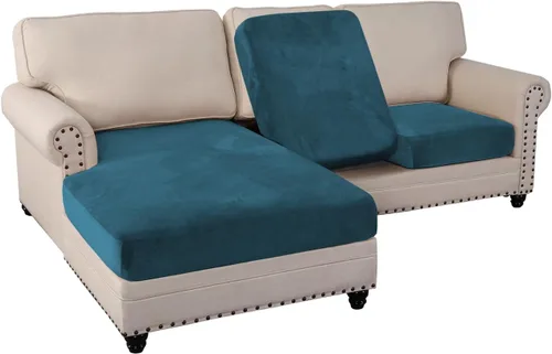 Vista 62 de PrinceDeco Fundas de cojín para sofá, funda elástica y lavable, funda de cojín ajustable de tela de terciopelo antideslizante, protector de muebles