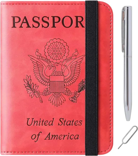 Vista 24 de LOHASLIFE Soporte para pasaporte para viajes, cartera con bloqueo RFID para 116#Negro