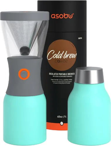 Vista 11 de asobu Cafetera de preparación fría, galardonada cafetera aislada de 40 onzas con jarra portátil de acero inoxidable – Ganadora número 1 del festival
