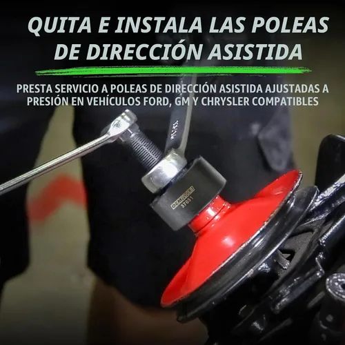Vista 2 de OEMTOOLS Kit de extractor e instalador de polea de dirección asistida, remueve e instala poleas de bomba de dirección asistida en la mayoría