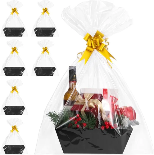 Vista 23 de Paquete de 10 cestas doradas vacías para regalos