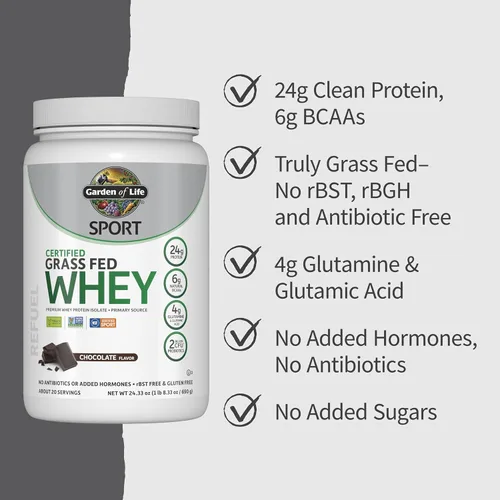 Vista 3 de Suplemento Dietario deportivo Garden of Life: Polvo de proteína de suero de leche, obtenido de ganado con alimentación de pastura certificada, 1, 1