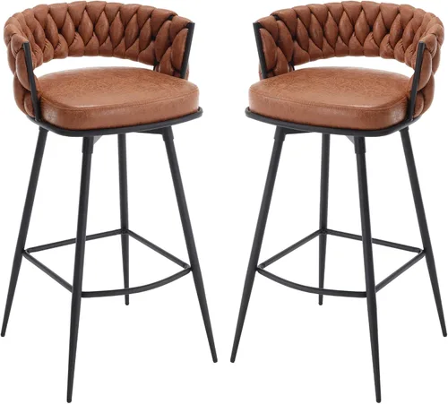 Vista 22 de BV - Juego de 2 taburetes de bar de altura de mostrador, taburetes de bar de altura de asiento de 26 pulgadas, taburetes de bar giratorios de 180°