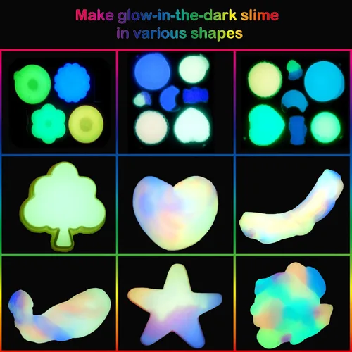 Vista 4 de Paquete de 48 juguetes de limo Galaxy Slime, que brilla en la oscuridad, recuerdos de fiesta para niñas y niños, no pegajosos, súper suaves