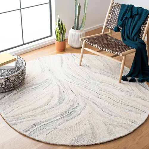 Vista 8 de SAFAVIEH Metro Collection - Alfombra decorativa de 2 x 3 pies, marfil y marrón, hecha a mano, lana abstracta moderna, ideal para zonas de alto