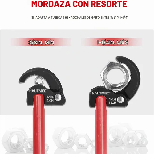 Vista 2 de HAUTMEC Llave de Lavabo Profesional de 11 Pulgadas Llave de Grifo de Fregadero para Espacios Reducidos con Capacidad Ajustable de 3/8'' a 1-1/4