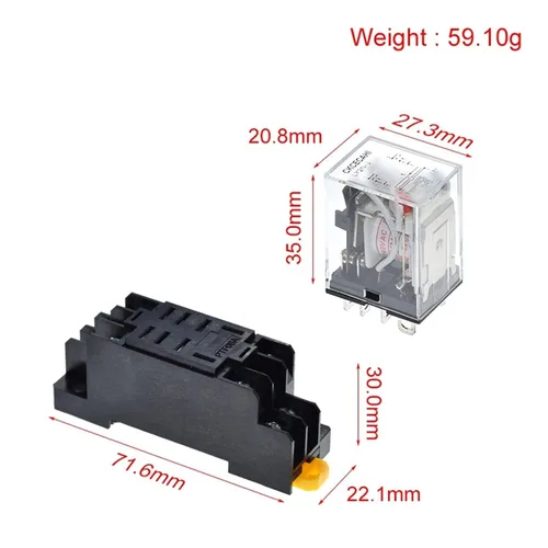 Vista 3 de 12V 24V DC 110V 220V AC Coil Power Relay LY2NJ 8 Pin HH62P JQX-13F with Socket Base(AC110V)
