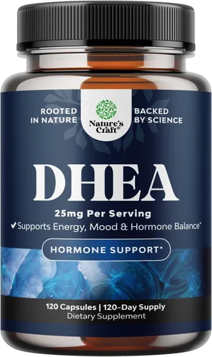 Vista 10 de Suplemento DHEA para mujeres y hombres – DHEA 25 mg por porción cápsulas para el equilibrio hormonal – Promueve la estabilidad del estado de ánimo