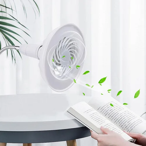 Vista 9 de Ventilador de techo de 5.79 "con luz de 3 modos de ajuste de ventilador de techo de perfil bajo E27 con tapa para dormitorio cocina