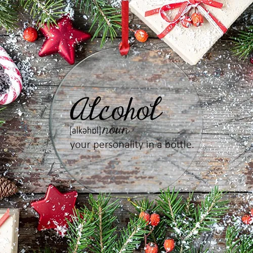 Vista 7 de Definición de sustantivo de alcohol, adorno acrílico de Navidad, decoración de árbol de Navidad, definición divertida, adorno de árbol de Navidad