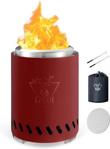 Vista 19 de YEFU Hoguera de mesa portátil: estufa de bajo humo para exteriores y patio, fogata de mesa de combustión segura alimentada por pellets y madera
