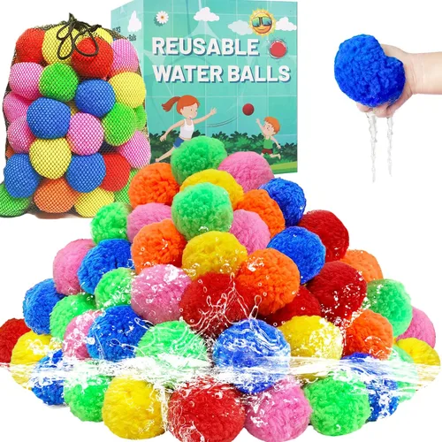 Vista 7 de 60 Piezas Pelotas de Agua Reutilizables, Globos de Agua Reutilizables para Juguetes y Juegos al Aire Libre, Juguetes de Agua para Niños y Adultos
