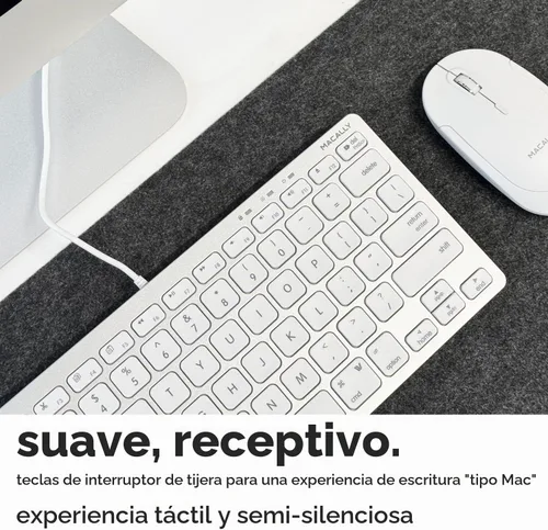 Vista 5 de Macally Pequeño teclado con cable para Mac y Windows - 78 teclas de interruptor de tijera compatible con el teclado Apple - Mini teclado USB que