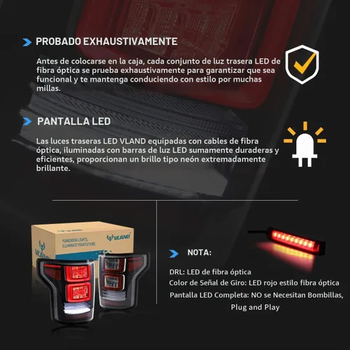 Vista 4 de VLAND luces traseras LED con barra DRL LED Señal roja-transparente