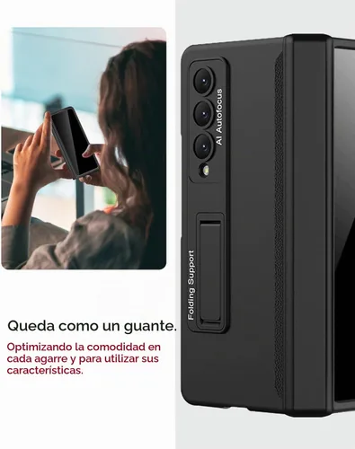 Vista 6 de Miimall - Funda para Samsung Galaxy Z Fold 4 con pantalla de privacidad, soporte ajustable integrado y protección magnética de bisagra, funda