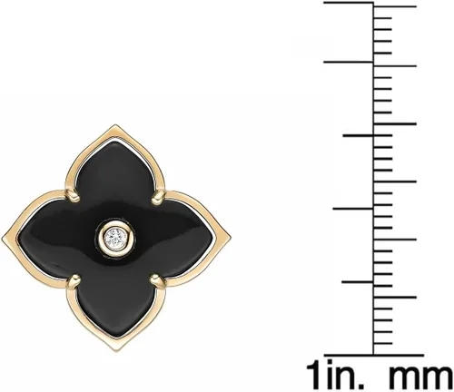 Vista 7 de Lavari Jewelers Anillo de flor de ónix negro o nácar y circonita cúbica para mujer, en plata de ley 925 con chapado en oro, aniversario, tallas 6 a 8