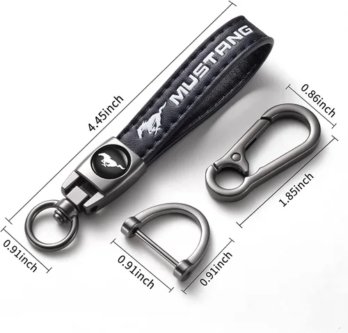 Vista 5 de Llavero de cuero genuino para automóvil compatible con Ford Mustang, accesorios para llavero familiar, regalo familiar para hombre y mujer