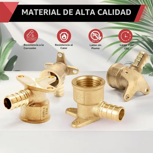 Vista 6 de Paquete de 2 codos de oreja NPT hembra EFIELD Pex de 1/2 pulgada x 1/2 pulgadas, accesorio de latón para transición de Pex a roscado (PEX1807154)