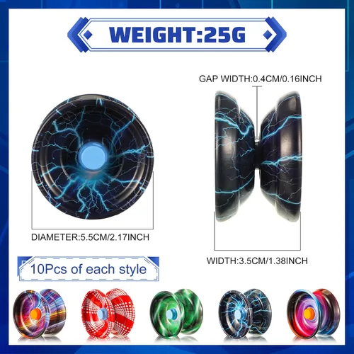 Vista 2 de Lenwen 50 piezas de aleación sensible colorido Yoyo a granel metal principiante cuerda trucos adultos jugadores bola de tecnología de retorno