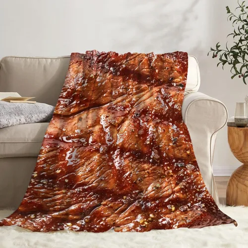 Vista 35 de Manta de Tiro de Tocino de Franela de Forro Polar Colcha de Aire Acondicionado Mejor Regalo Manta de Felpa Ligera y Acogedora para Sofá Silla