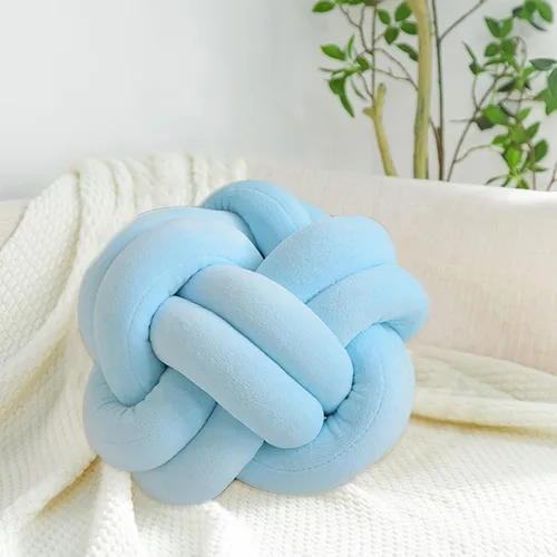 Vista 8 de Cojín de nudo hecho a mano, almohada de nudo de felpa suave, almohada decorativa, cojín redondo de bola (verde esmeralda, 11 pulgadas)