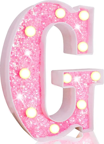 Vista 68 de Pooqla Luces de números de marquesina, números de luz rosa para niñas de 10.º cumpleaños, funciona con pilas, luz nocturna de número con purpurina