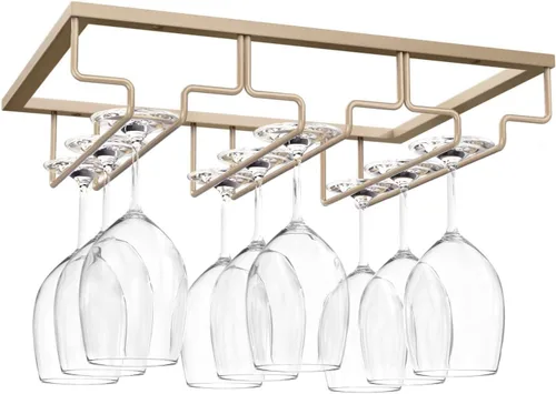 Vista 11 de Estante para copas de vino, soporte para copas de vino, soporte para copas de vino, organizador de metal para armario, cocina, bar