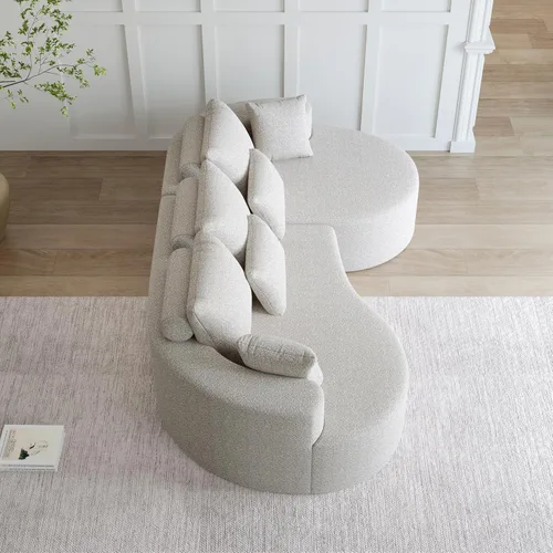 Vista 9 de Sofá Sillones de tela de felpilla de 105 pulgadas, sofá para sala sin montaje, sofás para sala con espuma de alta resistencia para espacios vitales