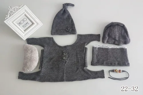 Vista 2 de Vemonllas Accesorios de fotografía para recién nacidos, sombrero para niños y niñas, envoltura de lazo, ayuda para posar, luna, tocado de flores