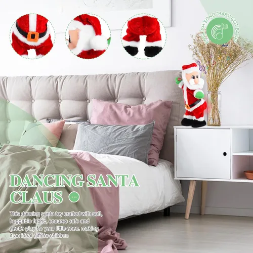 Vista 5 de Gfilay Twerking Santa - Juguete de peluche animado de Navidad bailarín para adultos y niños, divertido Papá Noel cantante, ideal para intercambio