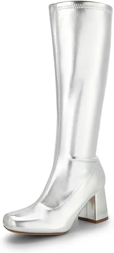 Vista 10 de DREAM PAIRS Botas Gogo para mujer, botas altas hasta la rodilla Negro y poliuretano.
