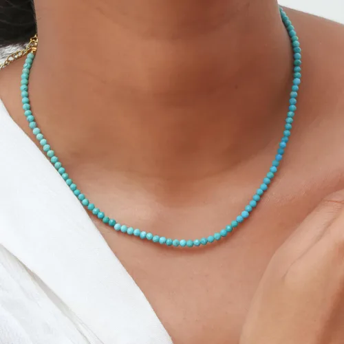 Vista 24 de Gempires - Collar de cuentas de piedras naturales hechas a mano, joyería de cristal hipoalergénica de 20 pulgadas, chapado en oro, joyería de moda