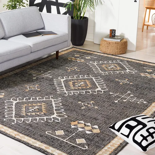 Vista 17 de SAFAVIEH Kilim Collection - Alfombra decorativa de 2 x 3 pies, color negro y marfil, yute de tejido plano hecho a mano, ideal para zonas de alto