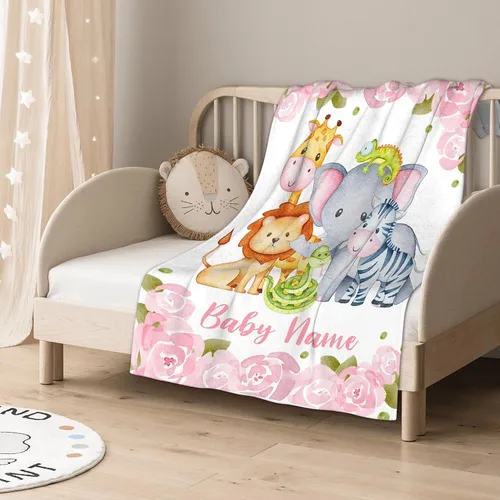 Vista 2 de Manta de bebé personalizada para niñas y niños, manta de bebé personalizada con nombre para niños pequeños, niños, ducha, recién nacidos, guardería