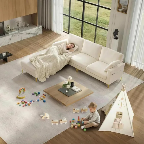 Vista 9 de VINGLI Sofá en forma de U de 100 pulgadas de ancho con otomana, asiento de 22 pulgadas de profundidad, cómodos sofás seccionales para sala de estar