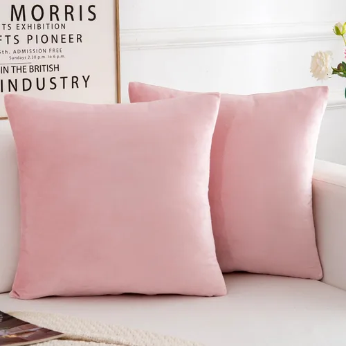 Vista 10 de Juego de 2 fundas de almohada decorativas de terciopelo, funda de cojín cuadrada suave para decoración del hogar para sala de estar, sofá o cama