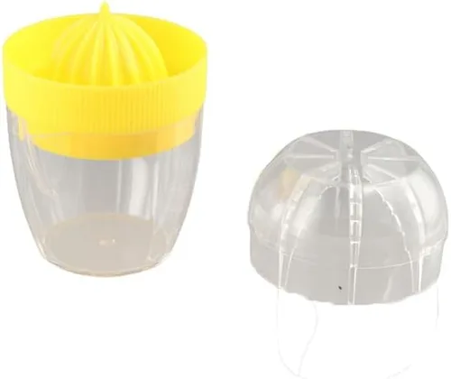 Vista 3 de Exprimidor manual, exprimidor de mano de cítricos, limón, naranja, portátil, de plástico, 4.2 fl oz, mini exprimidor de limón, contenedor de jugo