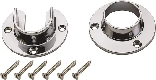 Vista 4 de Soporte de extremo de barra de acero inoxidable resistente con tornillos (cromo plateado, 1 juego)