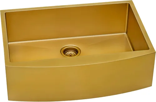 Vista 3 de Ruvati RVH9660GG - Fregadero de cocina de acero inoxidable dorado mate con esquinas redondeadas de 30 pulgadas, color dorado mate, fregadero