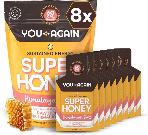 Vista 13 de You Again Gel de Energía Limpia Super Miel de la Selva, Chocolate Salado del Himalaya Reposición de Electrolitos Combustible para Correr Gel