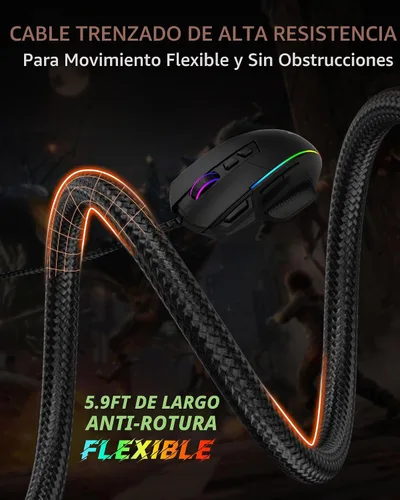 Vista 7 de Ratón para juegos de computadora con cable X49, llave de fuego rápido