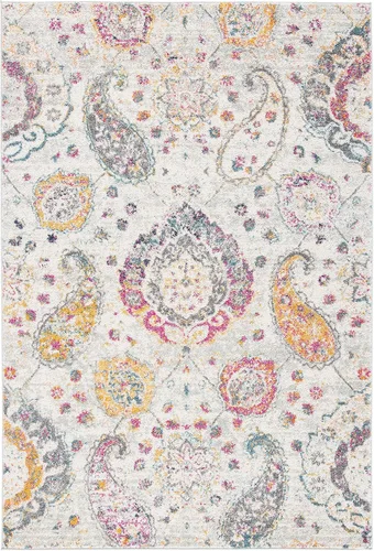 Vista 3 de SAFAVIEH Madison Collection - Alfombra de área de 5'3" x 7'6", color gris y dorado, diseño bohemio y elegante de paisley, no desprende pelusa