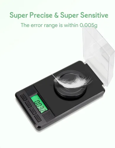 Vista 2 de Báscula de miligramo de 1.76 oz/0.00 oz, báscula digital de mg con peso de calibración de 1.76 oz y accesorios, báscula de alta precisión