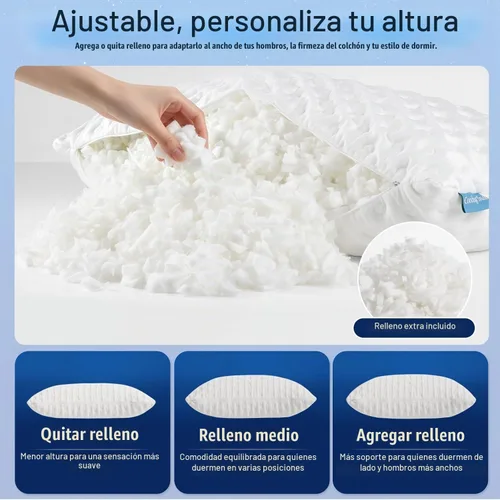 Vista 5 de Almohadas para dormir de lado para comodidad de cuello y hombros, diseño ergonómico de media luna curvada, espuma viscoelástica triturada ajustable